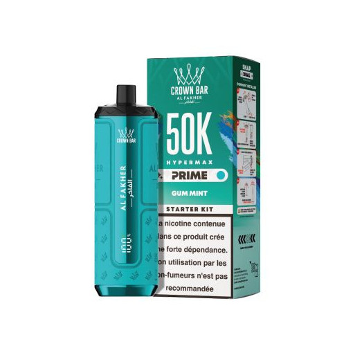 Puff Crown Bar 50K 2x10ml Hyper Max Prime Al Fakher - Gum Mint